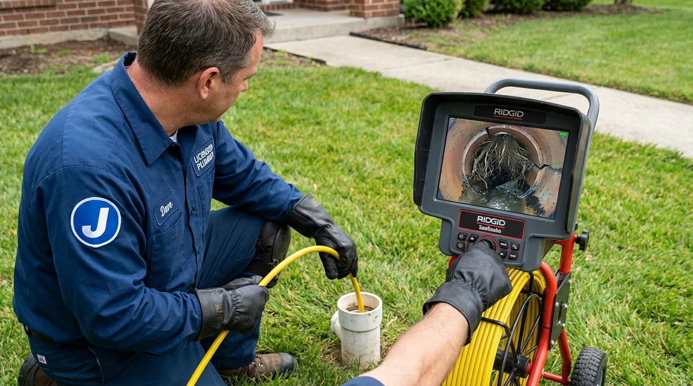 Sewer camera inspection being performed by Johns Plumbing LLC in Shasta