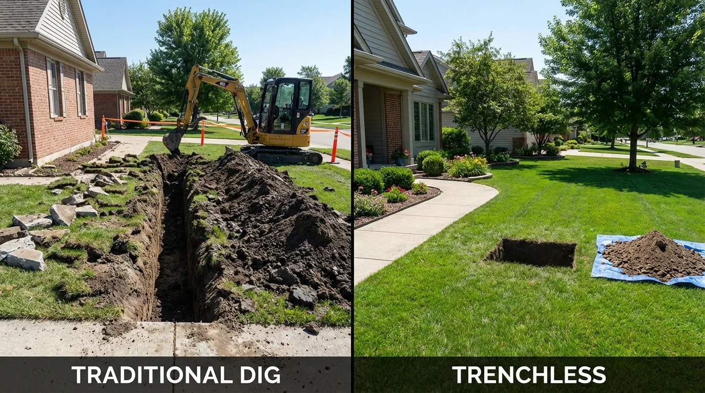Trenchless sewer repair with minimal yard damage versus traditional excavation in Shasta, CA
